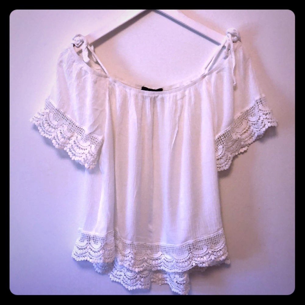 White off shoulder boho top